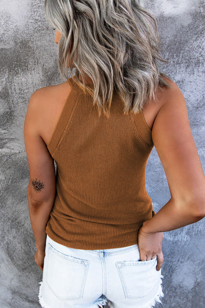 Débardeur slim en tricot côtelé uni 