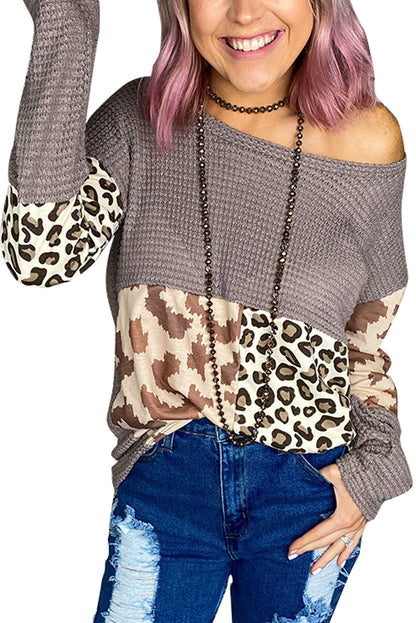 Splicing Waffle Blouse