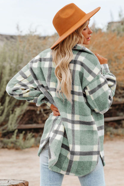 Veste à carreaux avec poche pour femme