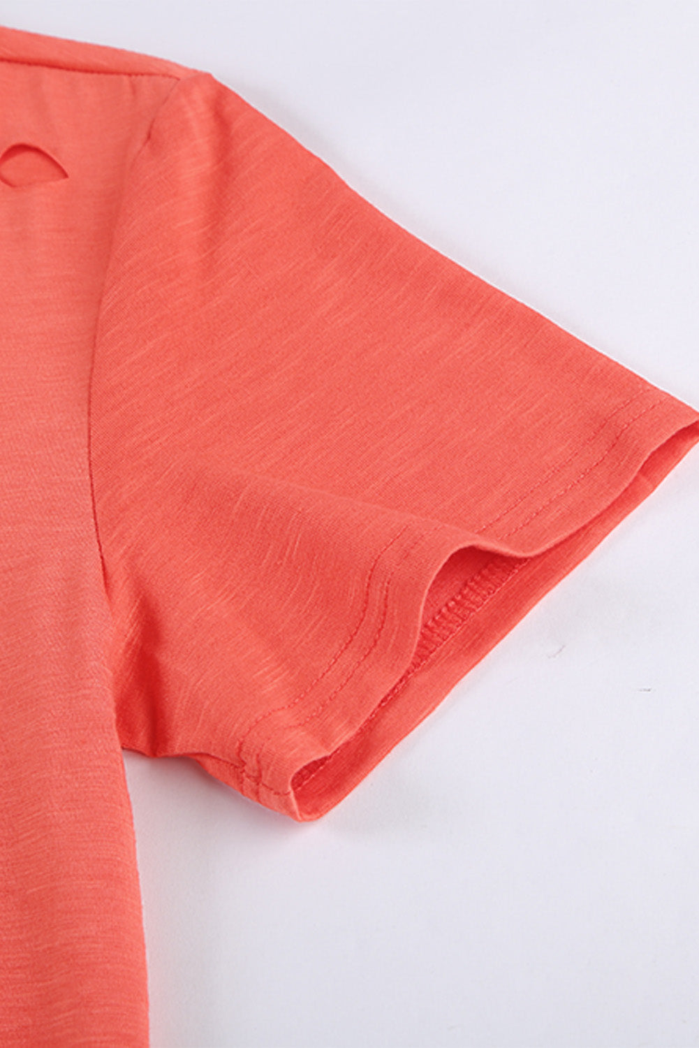 Distressed Crew Neck Leaves Pattern T-shirt