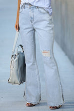 Ripped Slit Legs Flare Jeans