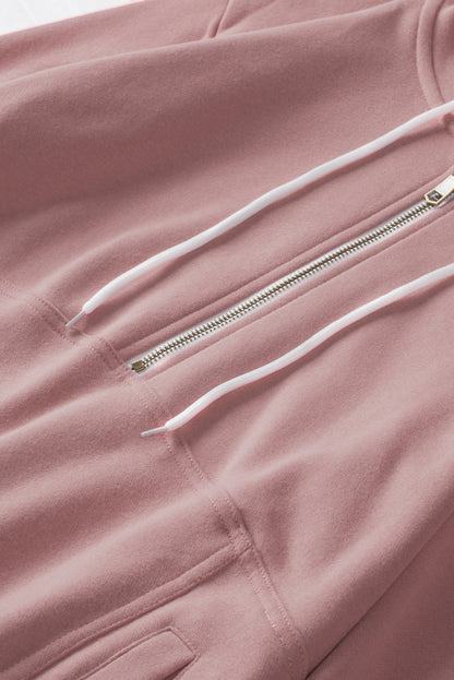 Sweat à capuche à manches longues et demi-fermeture éclair avec poche 