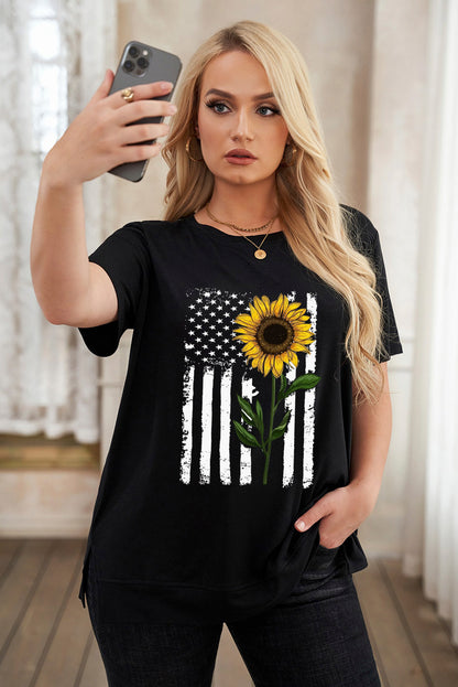 T-shirt ras du cou grande taille à imprimé léopard et éclairs