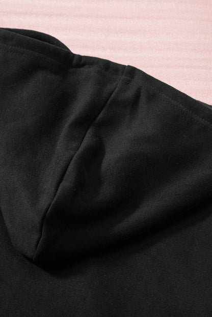 Sweat à capuche à manches longues et demi-fermeture éclair avec poche 