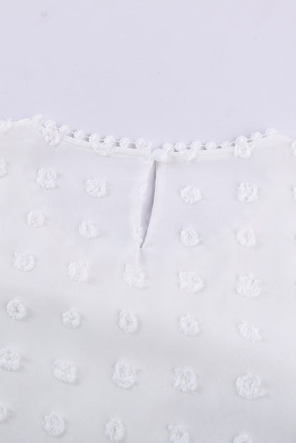 Blusa con manga farol y encaje de lunares