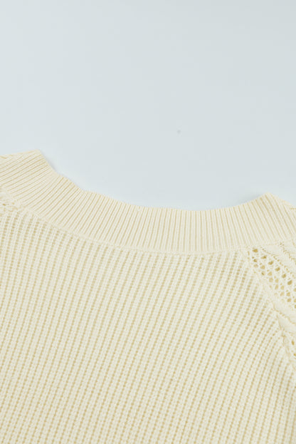 Beige Plain Off Shoulder Knit Pullover Sweater