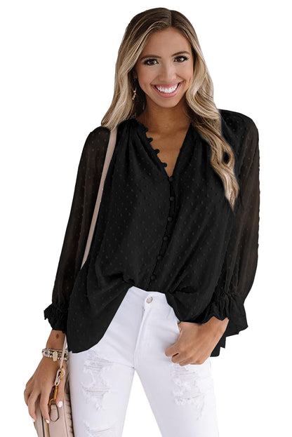 Chemise à pois suisses à boutons amples 