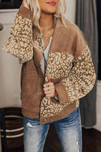 Leopard Print Corduroy Long Sleeve Jacket