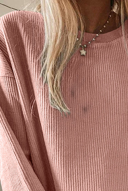 Sweat-shirt oversize côtelé à col ras du cou 