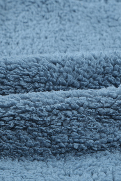 Sweat-shirt à capuche zippé 1/4 en sherpa avec kangourou