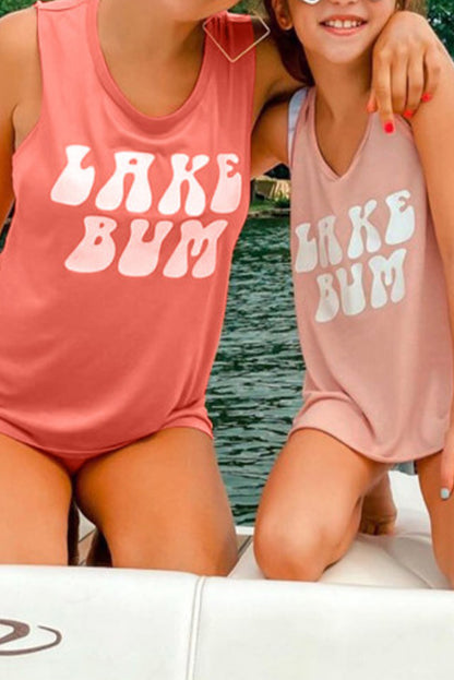 Camiseta sin mangas a juego con estampado de letras LAKE BUM