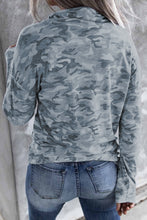 Grey Blue Camo Drawstring Sweatshirt