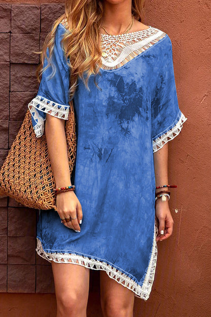 Vestido de playa teñido anudado a crochet 