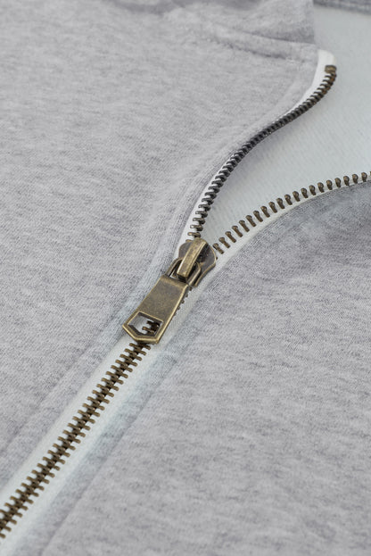 Sweat à capuche à manches longues et demi-fermeture éclair avec poche 