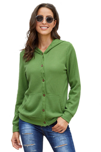 Abrigo tipo cárdigan de punto con botones y bolsillo delantero abierto 