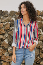 Blue Striped Modern Women Shirt - HannaBanna Clothing