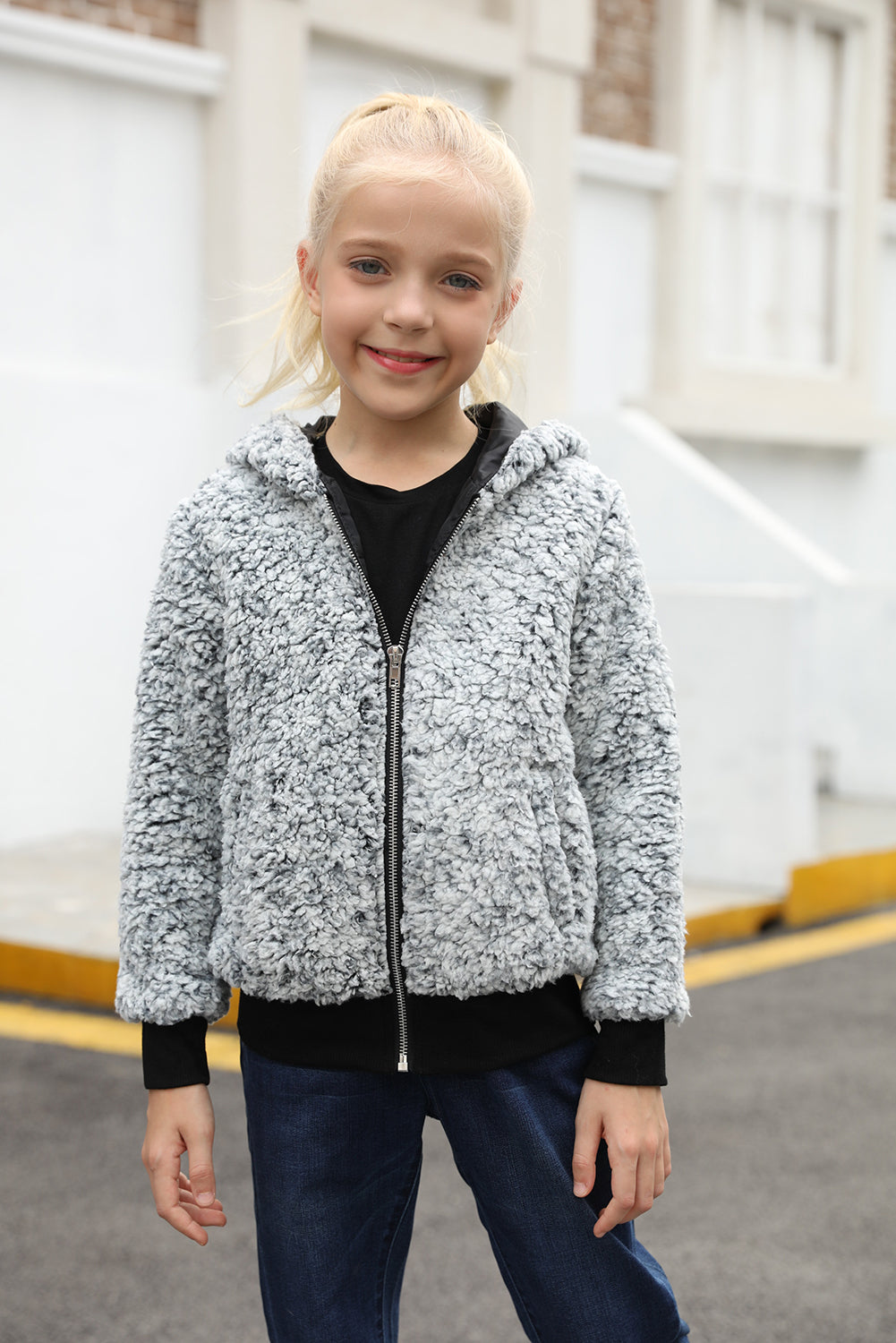 Girls' Faux Fur Bomber Jacket