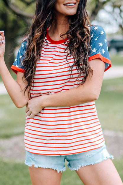 Camiseta con estampado de bandera de barras y estrellas