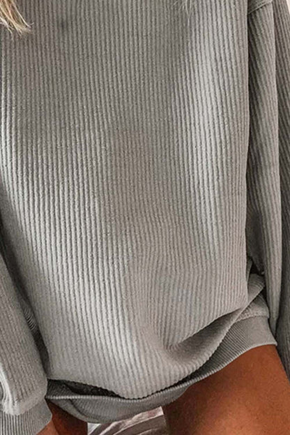 Sweat-shirt oversize côtelé à col ras du cou 