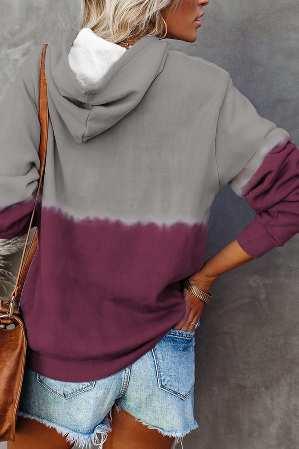 Dip-Dye Colorblock Drawstring Hoodie with Pockets