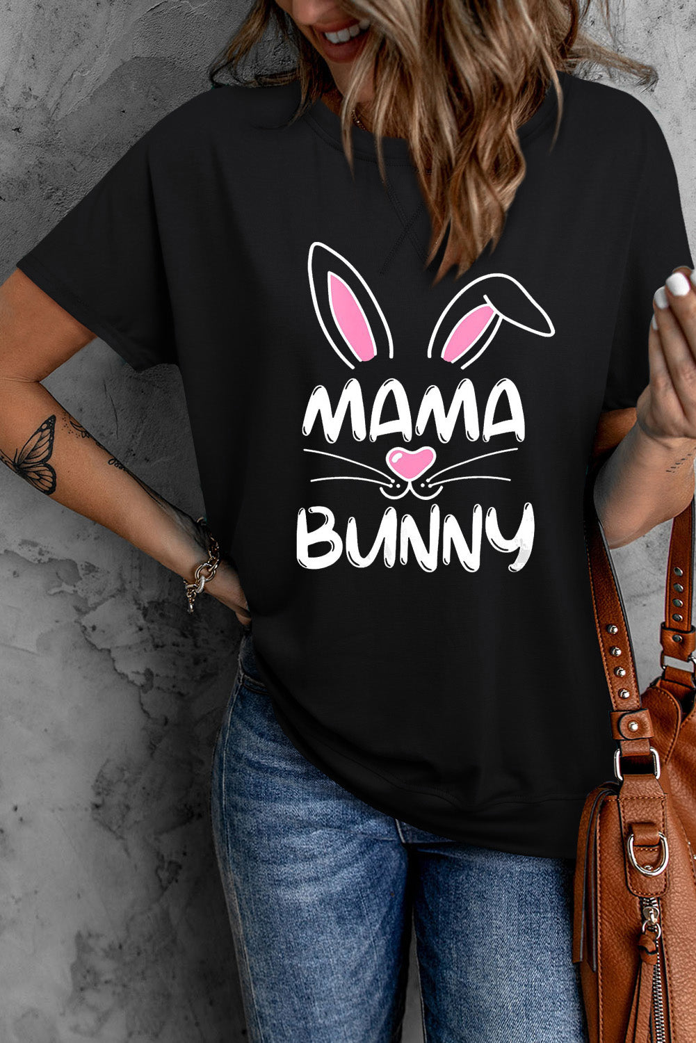 T-shirt uni à manches courtes et col rond 