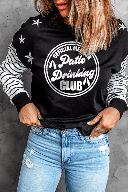 Striped Star Print Patchwork Long Sleeve Top