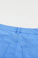 Plain High Waist Buttons Frayed Cropped Denim Jeans