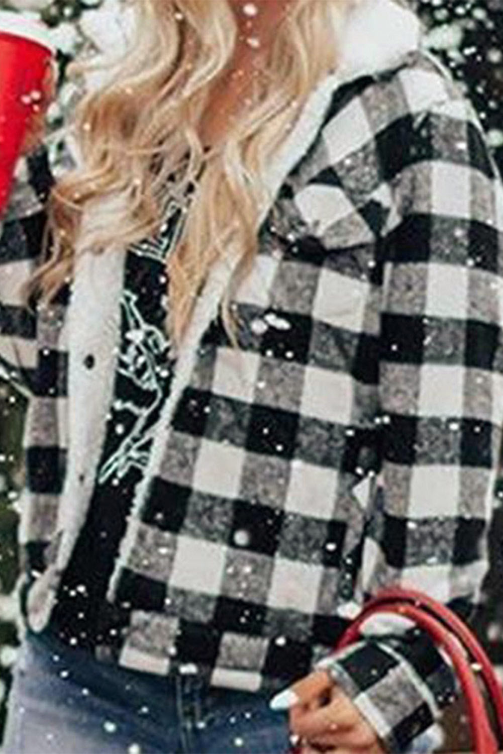 Chaqueta con botones de polar con estampado de cuadros