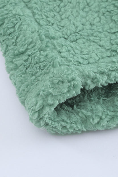 Sweat-shirt à capuche zippé 1/4 en sherpa avec kangourou