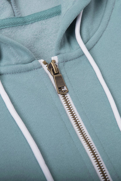 Sweat à capuche à manches longues et demi-fermeture éclair avec poche 