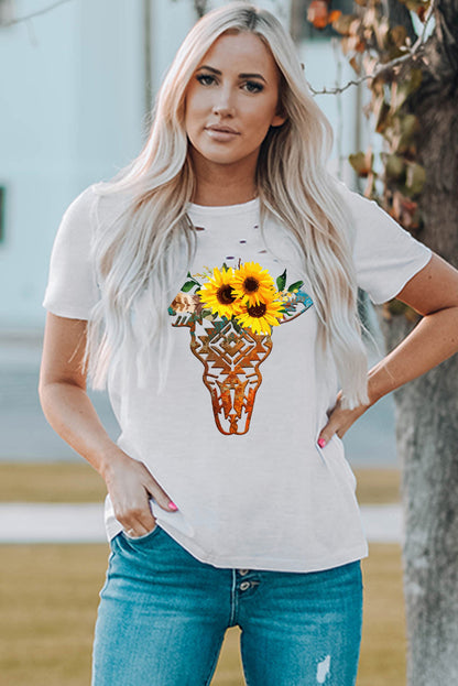 Camiseta mixta de algodón con cuello redondo y agujeros