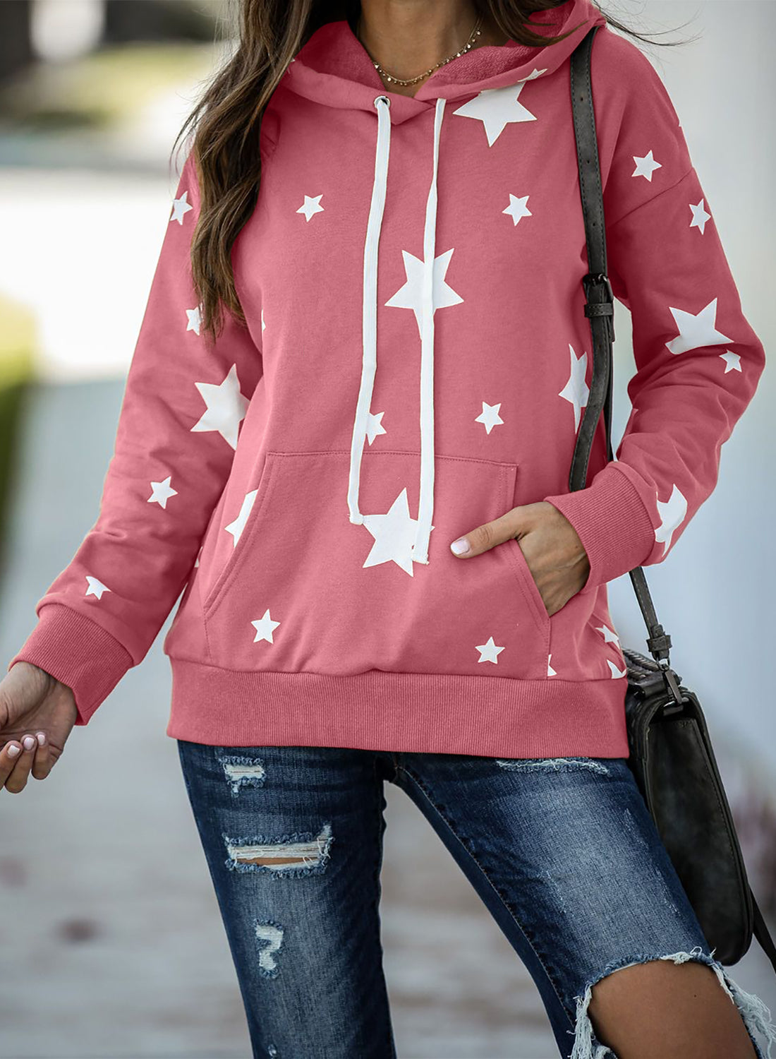 Sudadera de mezcla de algodón con capucha y estrellas