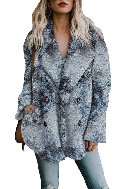 Abrigo polar con frente abierto y cuello de solapa teñido anudado 