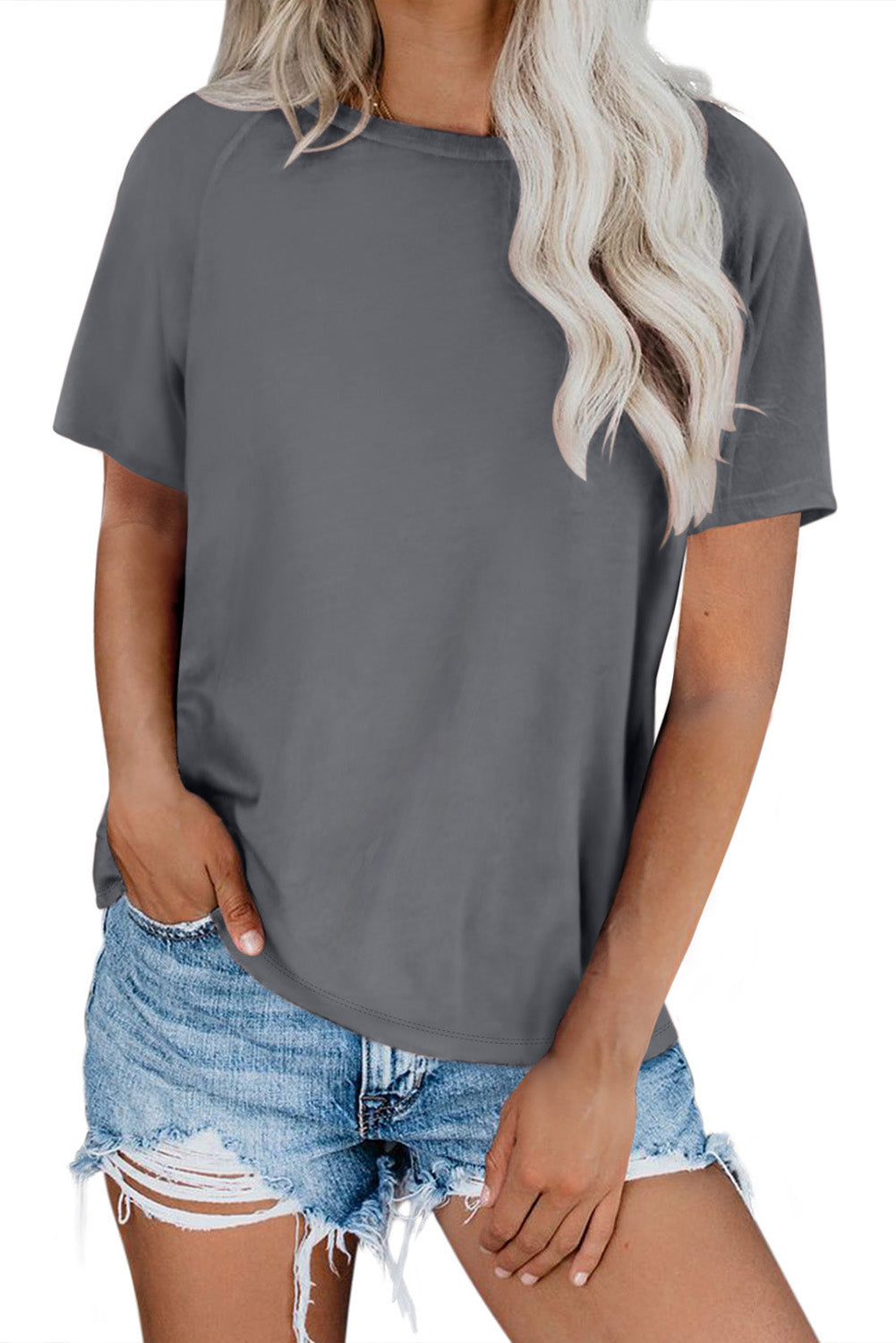 Camiseta con cuello redondo y manga raglán