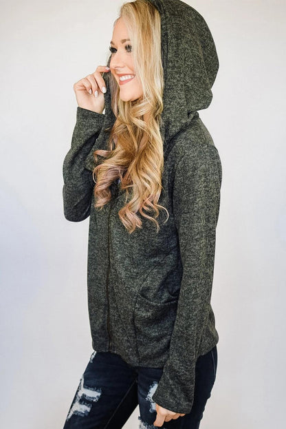 Abrigo tipo cárdigan con cremallera y capucha 