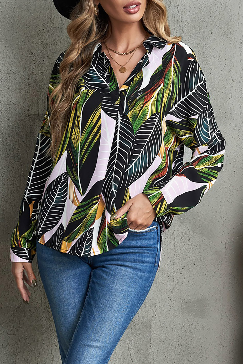 Floral Print Buttoned Long Sleeve Shirt