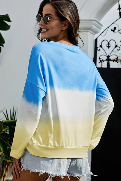 Color Block Tie Dye Pullover Sweatshirt