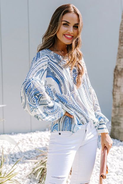 Haut imprimé à manches lanternes