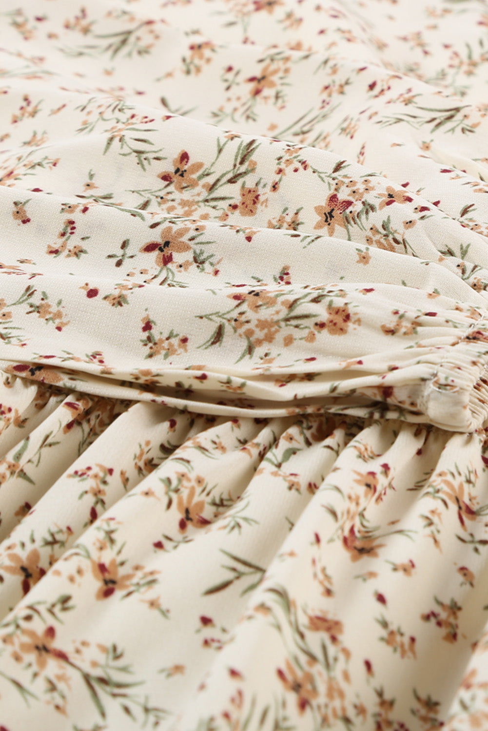 Graceful Elastic Waist Ruffled Floral Dress