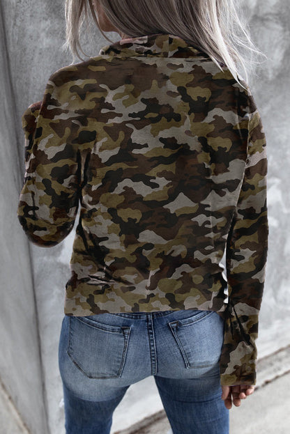 Grey Blue Camo Drawstring Sweatshirt