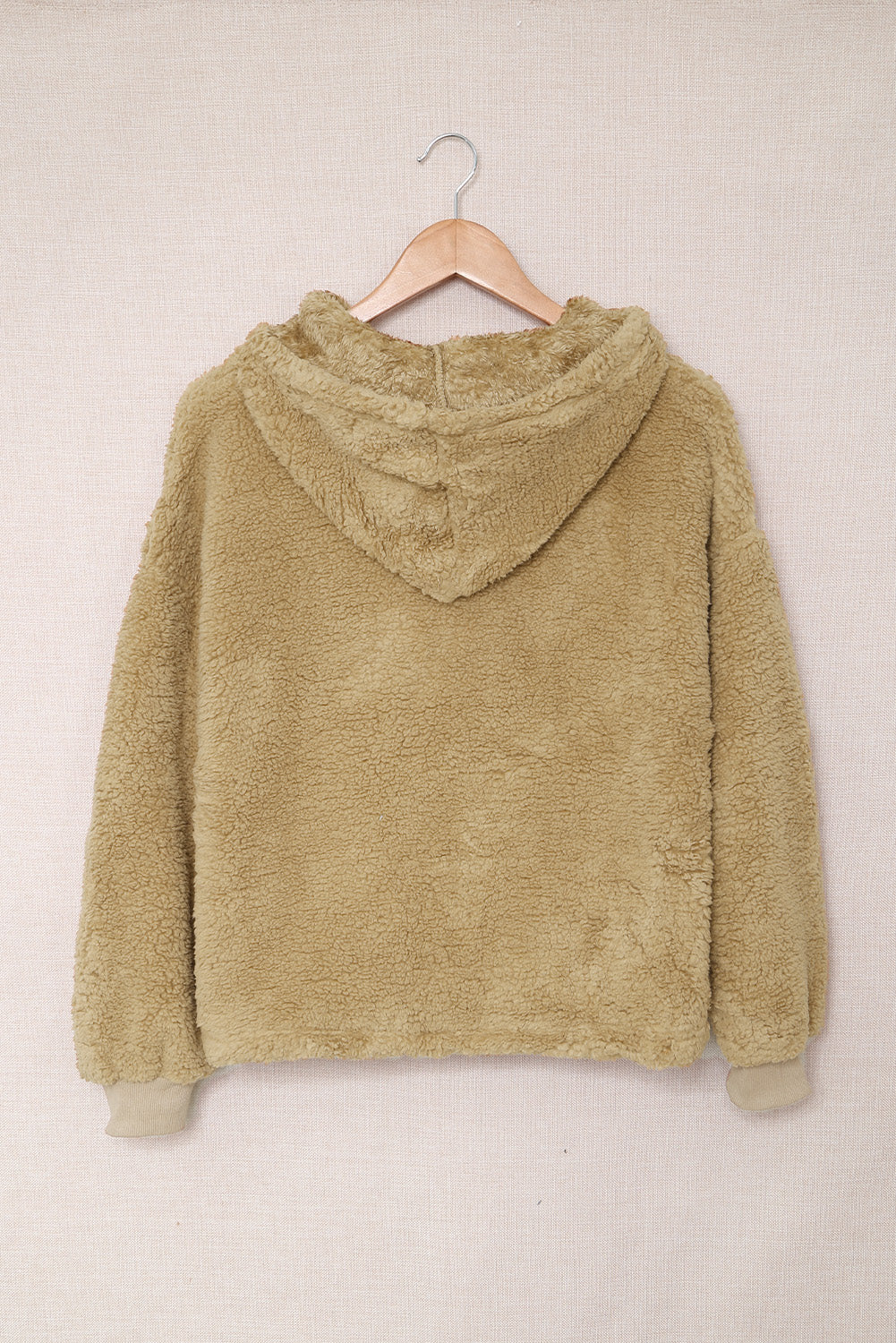 Sweat-shirt à capuche zippé 1/4 en sherpa avec kangourou