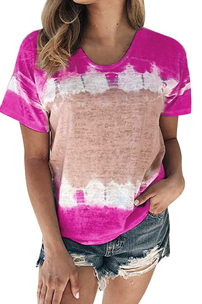 Camiseta con estampado de bloques de color teñido anudado