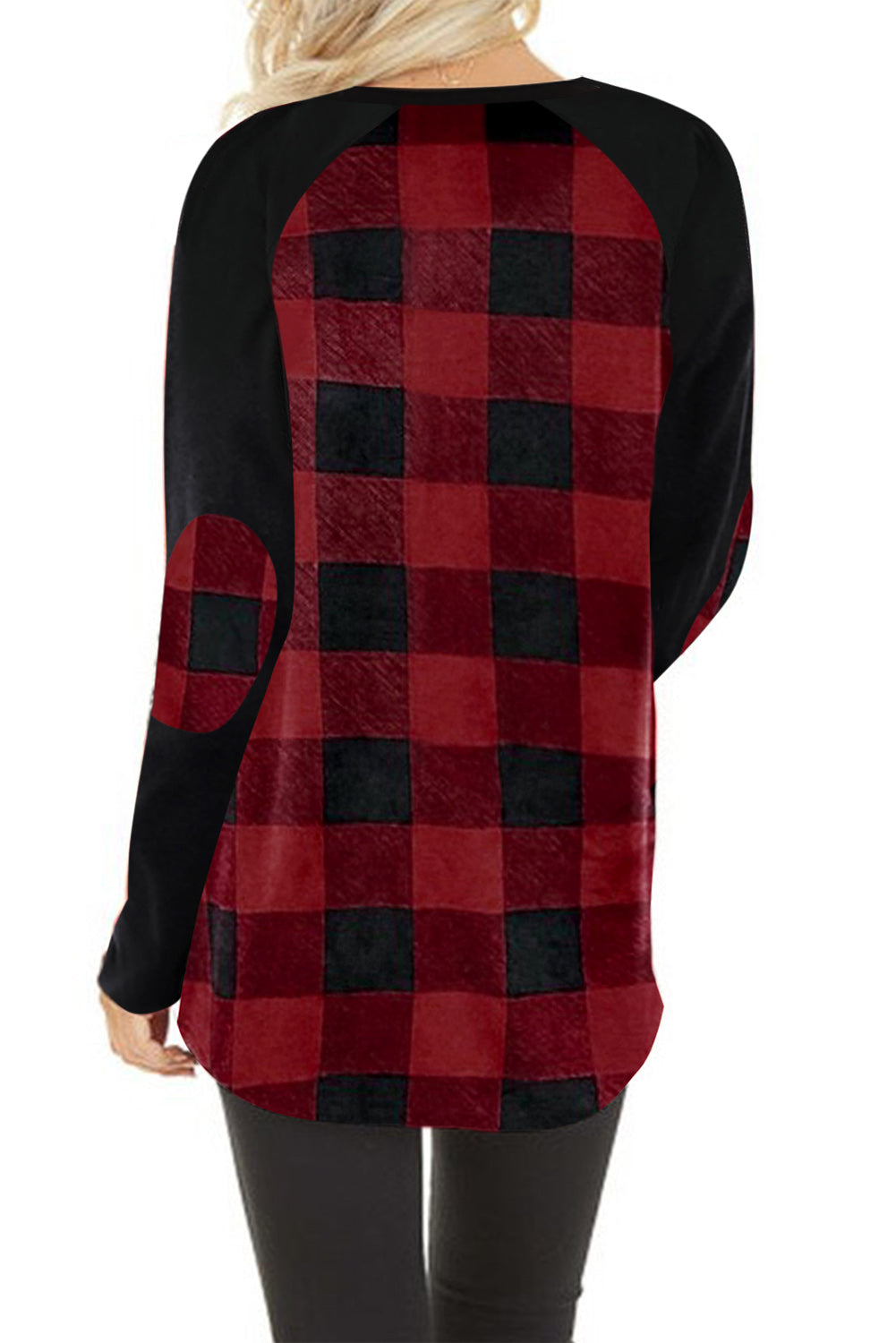 Haut à manches longues à carreaux avec coudières