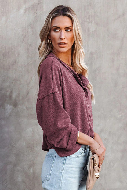 Khaki Buttoned Loose Long Sleeve Shirt