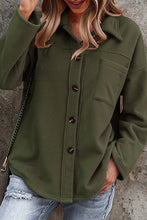 Army Green Turn Down Collar Pocket Button Closure Warm Coat