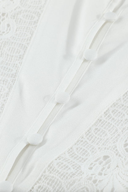 Chemise boutonnée à épissure de dentelle