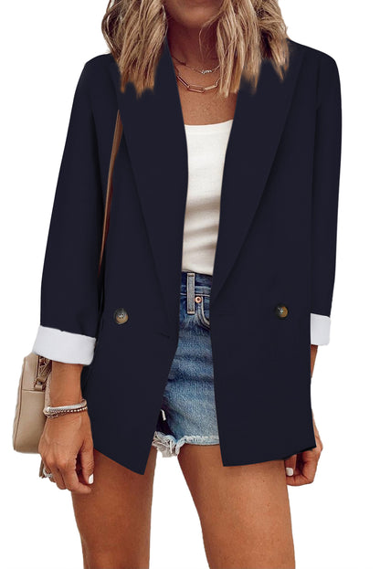 Buttoned Lapel Collar Blazer with Pocket