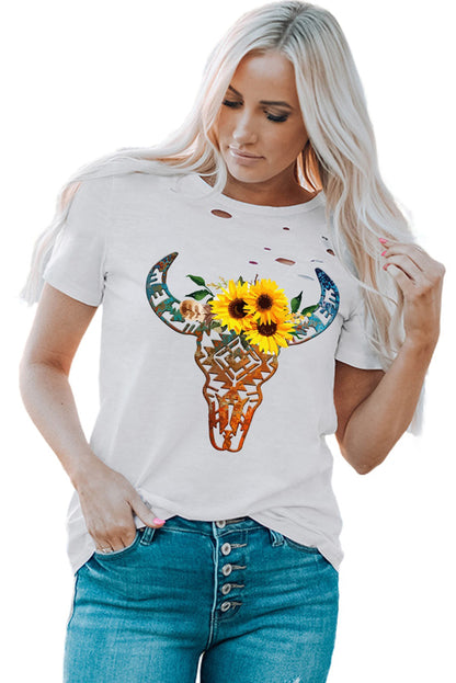 Camiseta mixta de algodón con cuello redondo y agujeros