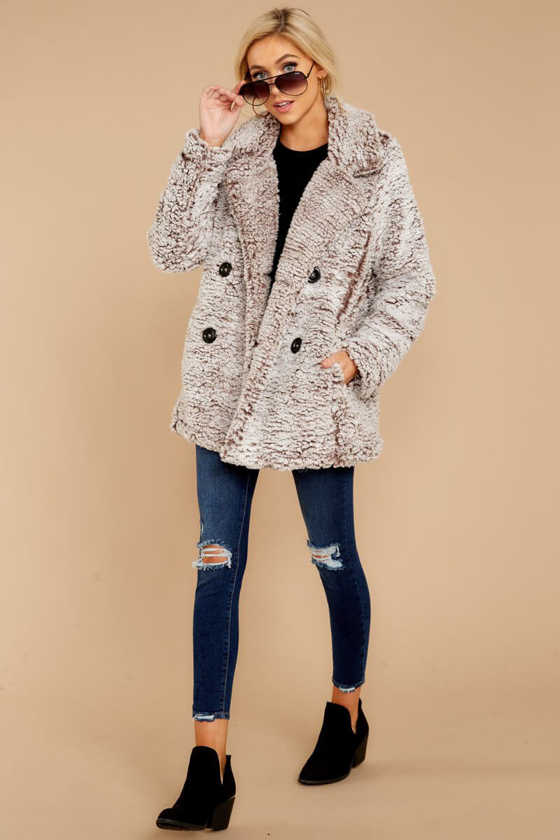 Chaqueta de felpa con solapa cruzada 