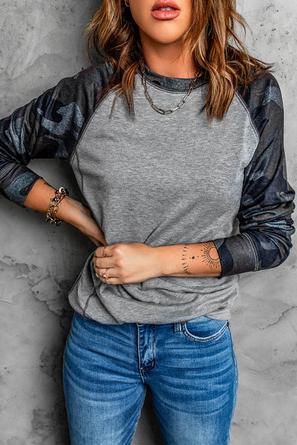 Crewneck Camo Print Long Sleeve Sweatshirts